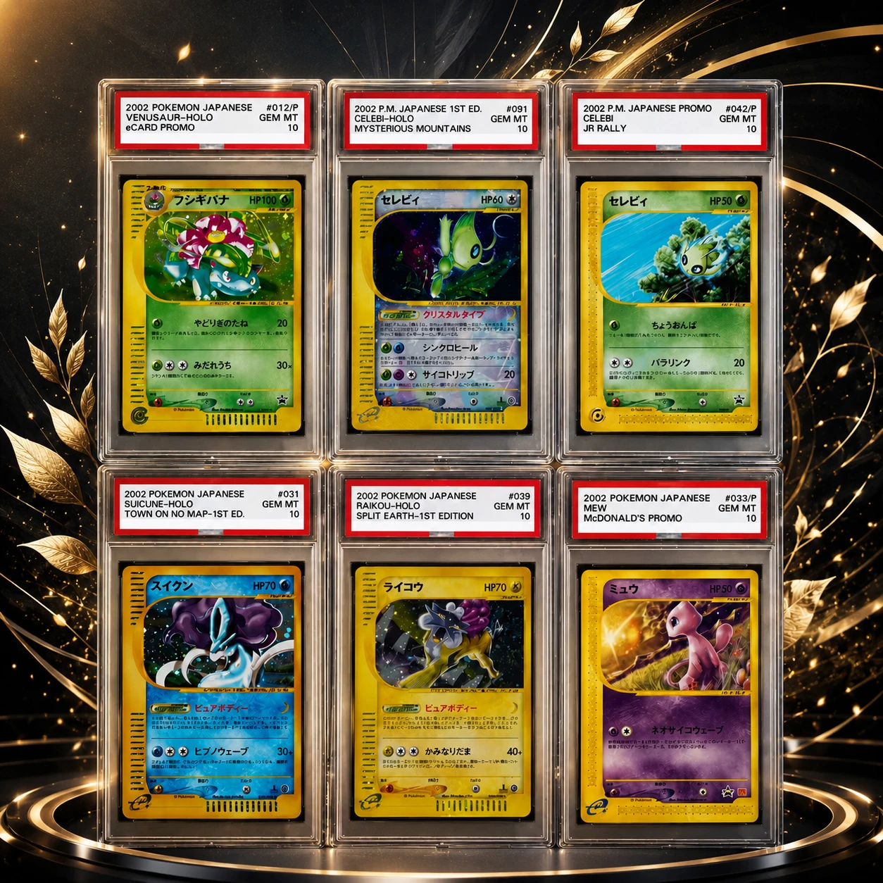 

DIY PTCG Rating Collection Card VENUSAUR CELEBI SUICUNE MEW Anime Collectible Card 10Points Rating Card Label Card Game Card Toy
