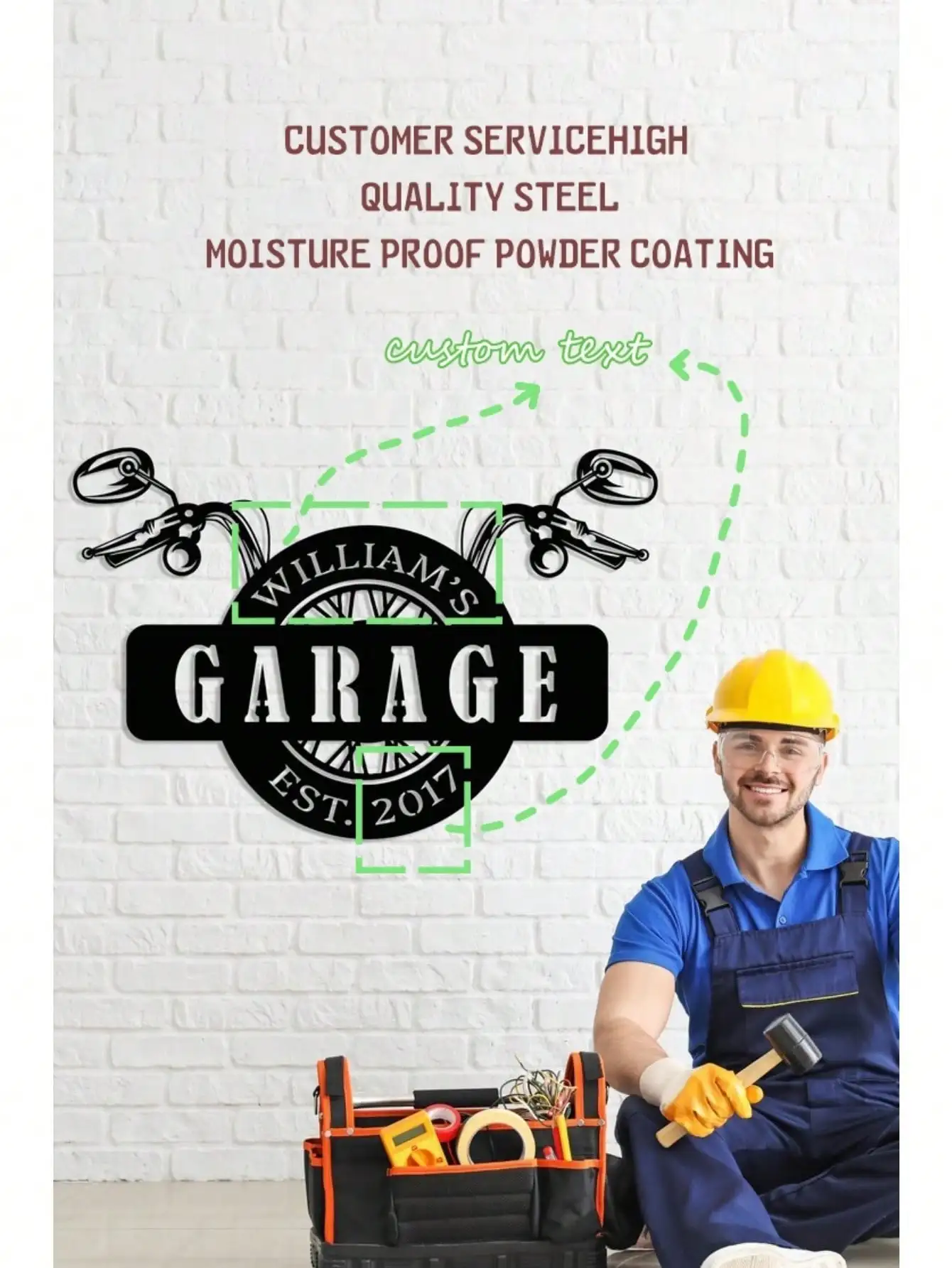 

Personalized Biker Garage Metal Sign Man Cave Custom Dad Gift Bar Decor