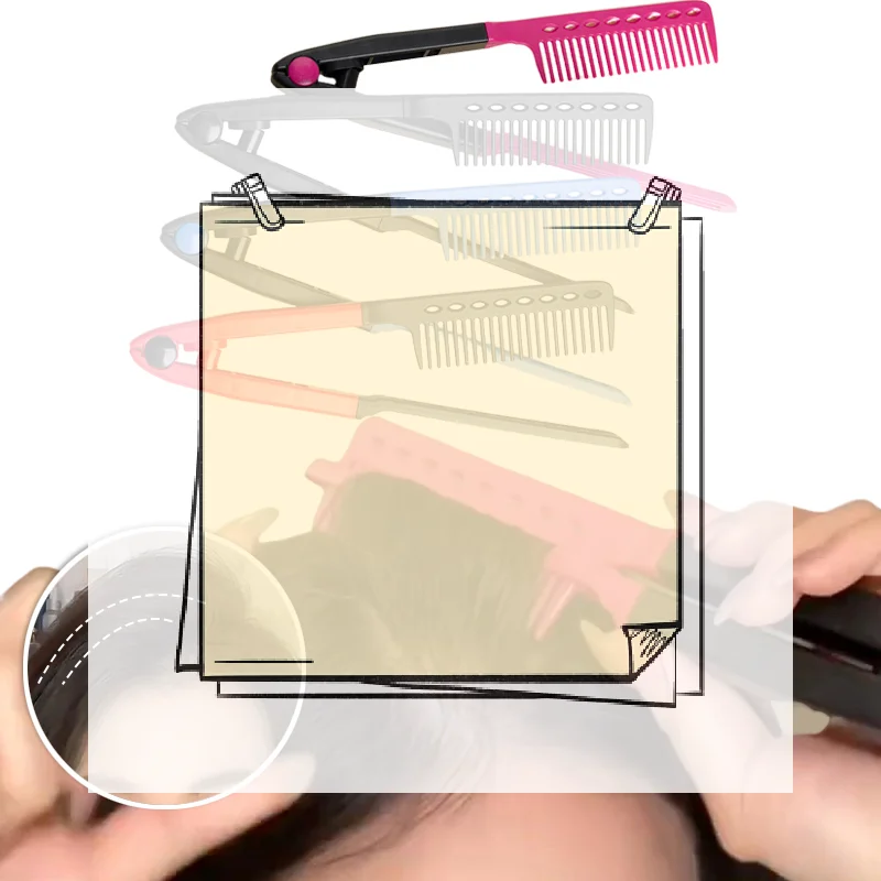

V Type Hair Straightener Brush DIY Hairdress Tool Hairdressing Combs Natural Hair Styling Curling Comb Hair For Male And Female