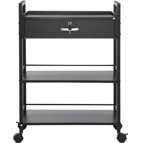 3-Tier Lockable for beauty Salon Trolley Cart - Rolling Storage for Hair for stylist , Spa & Barbershop, with 4 Wheels