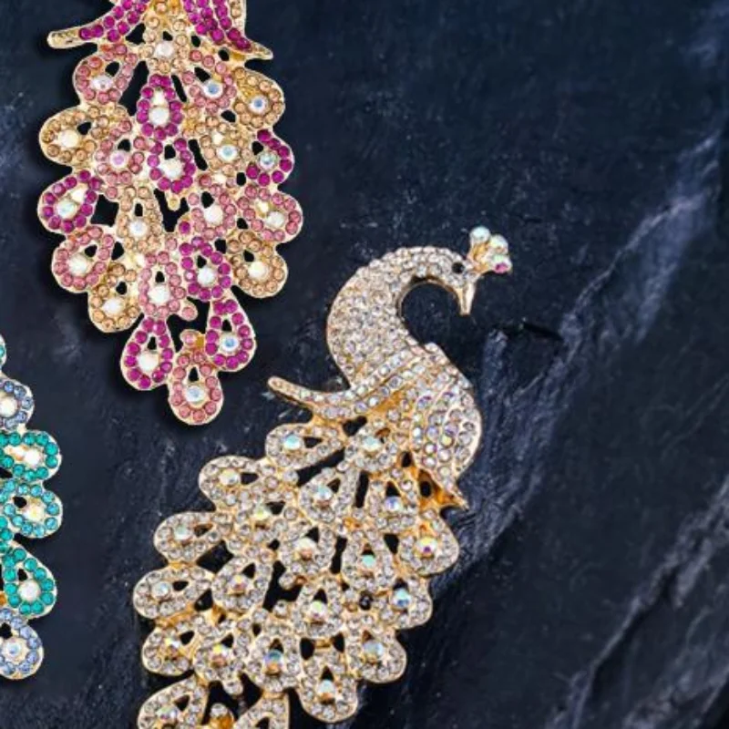 Fashion Luxury Animal Rhinestone Peacock Brooches For Women Clothing Coat Jewelry Accessories Gifts