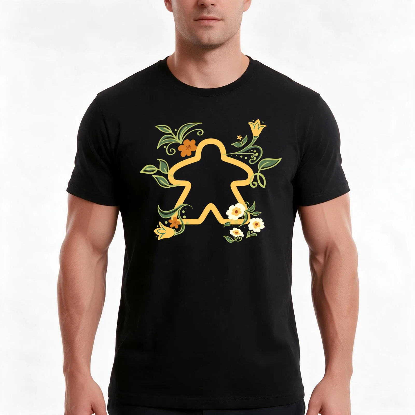 Meeple Plant and Flowers - Board Games and Meeples Addict T-Shirt, Summer Casual Cotton Tee, Oversized Streetwear Tops