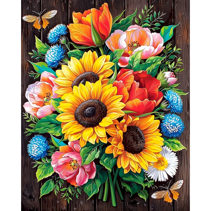 CHENISTORY Oil Painting By Numbers Flowers Paint By Numbers For Adults Drawing Canvas Painting HandPainted Home Wall Decoration