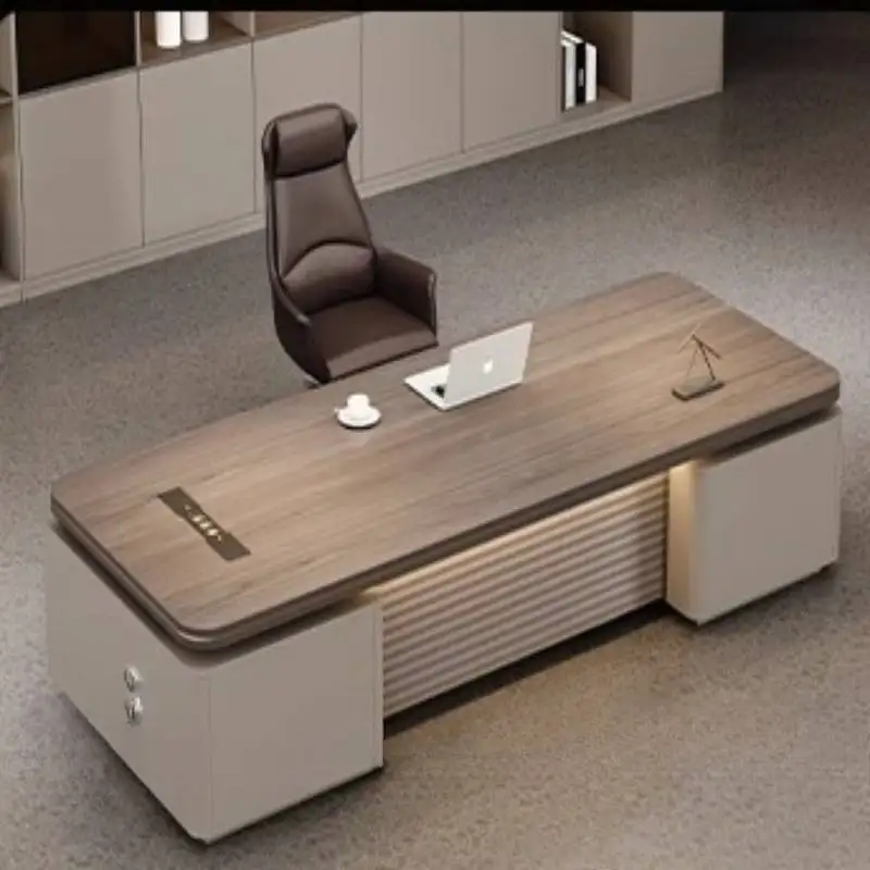 Strong Brown Office Desks Storage Vintage Deep Luxury Large Office Desks Modern Drawers Study Escritorio Work Station Table