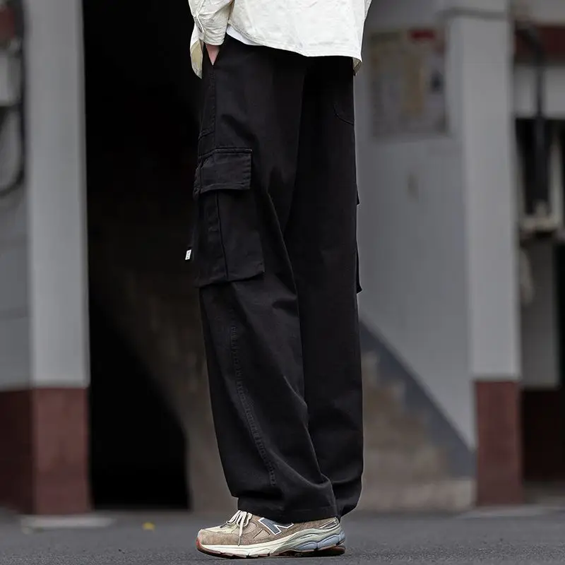 الركض البضائع القطن الشارع أزياء محايدة فضفاضة خارج السراويل الجري الصلبة مع السراويل واسعة الساقين الملابس الخريف والشتاء #5