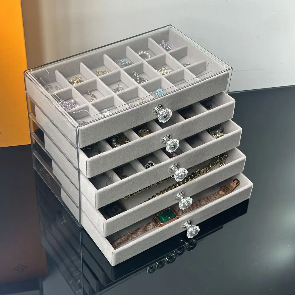 

Large Capacity Velvet Jewelry Box Transparent Rings Bracelets Jewelry Storage Box Multi-layer Earrings Necklaces
