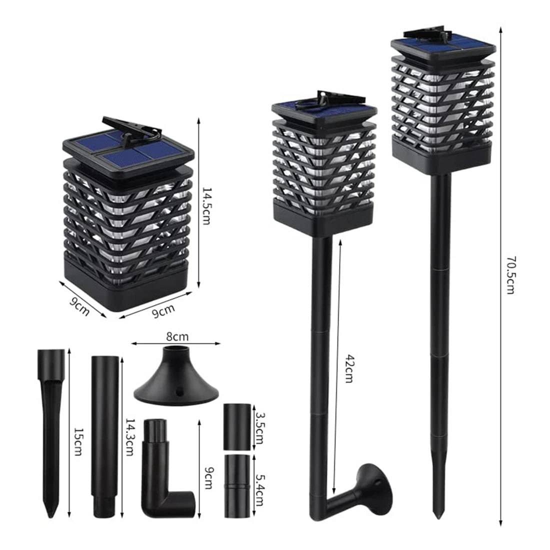 Outdoor Solar Lanterns LED Waterproof Garden Lamp,Flickering Flame Decorative Garden Lights with Wall Mount&Ground Spike