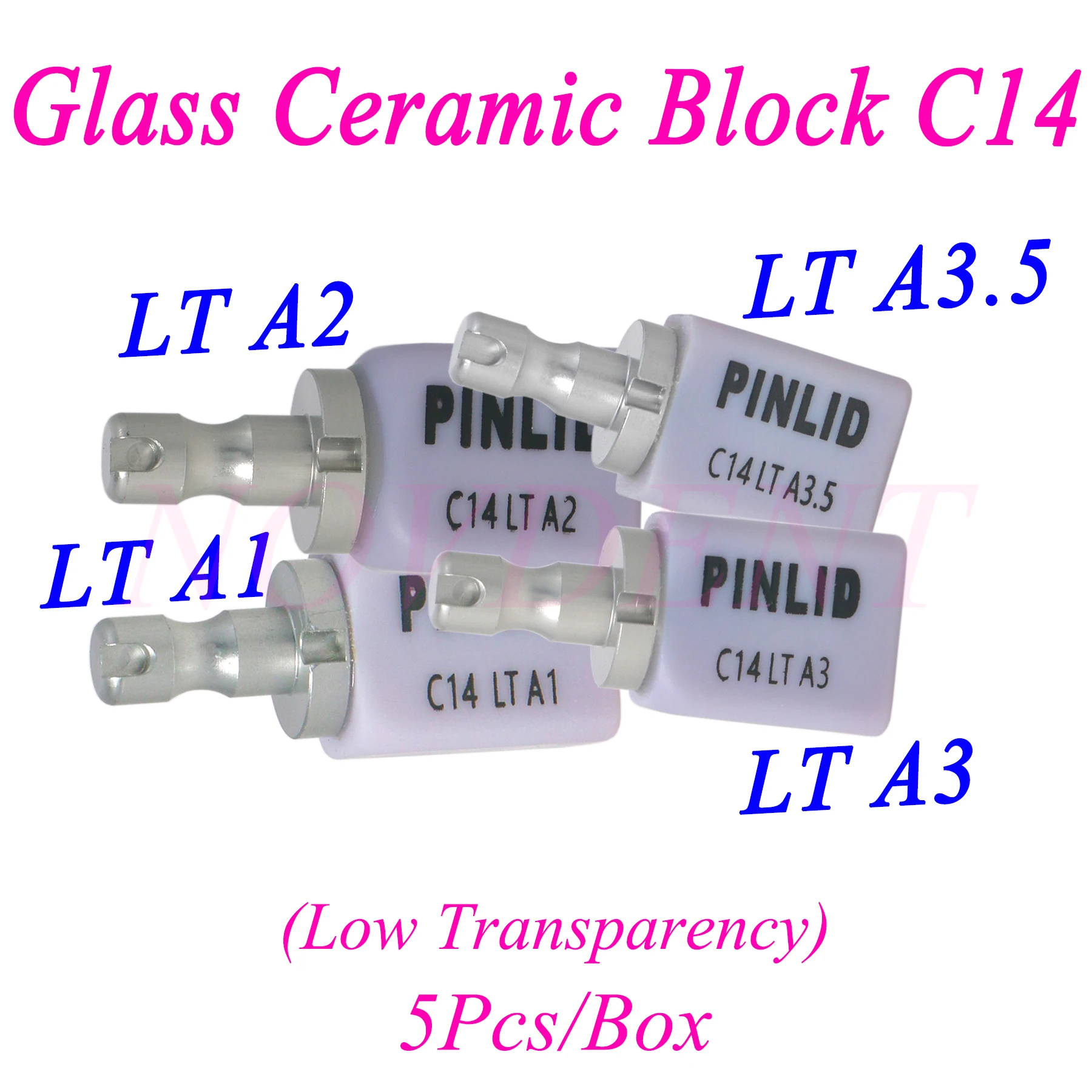 5Pcs/Box Dental Glass Ceramic CAD CAM Blocks CEREC Lithium Block Inlay crown Disilicate Low Transparency C14LT A1 A2 A3 A3.5