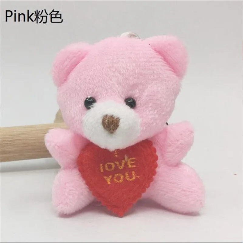 Oso de peluche pequeño con forma de corazón para niños, juguete de peluche de 6Cm, 3 piezas, a la moda, ramo de dibujos animados, regalo de boda