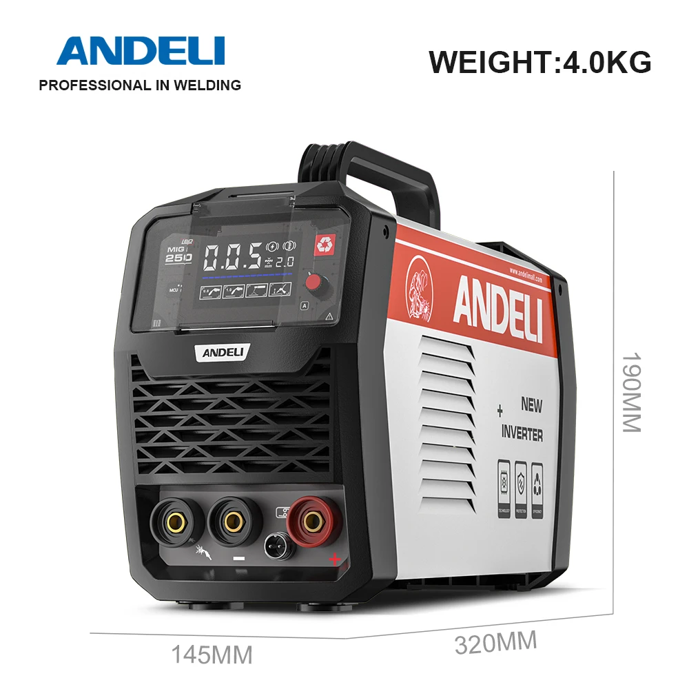 ANDELI 220V MIG-250 LED Mig MMA LIFT TIG Gasless Flux Mig Welding Machine