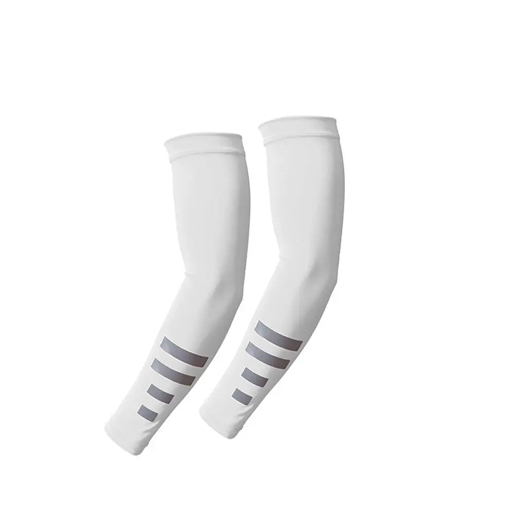 

Fluorescent Reflective Arm Warmers Quick-drying Spandex/Elastane Ice Silk Sleeves Armguards Cuff Black UV Protection Arm Covers