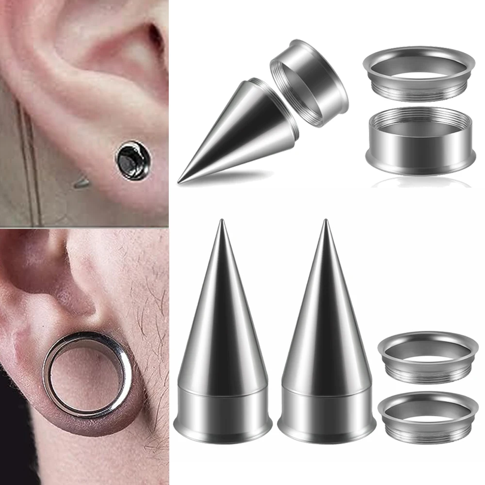 

1Set Surgical Steel Screw Fit Interchangeable Taper Plug Piercing Ear Tunnel Stretcher Expander Unisex 2 in 1 Ear Gauges 3-20mm