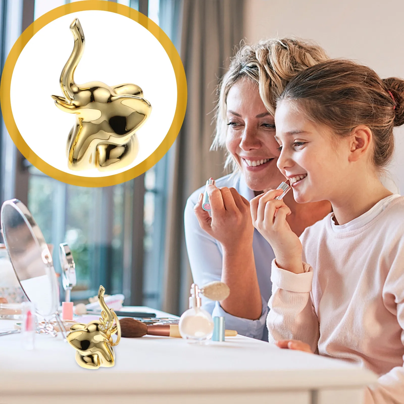 

Набор из 1 предмета: подставка для колец в виде слона для хранения ювелирных украшений (колец, ожерелий, браслетов, серег, цепочек на руку), домашний декор, подарок на день рождения (Кошка)