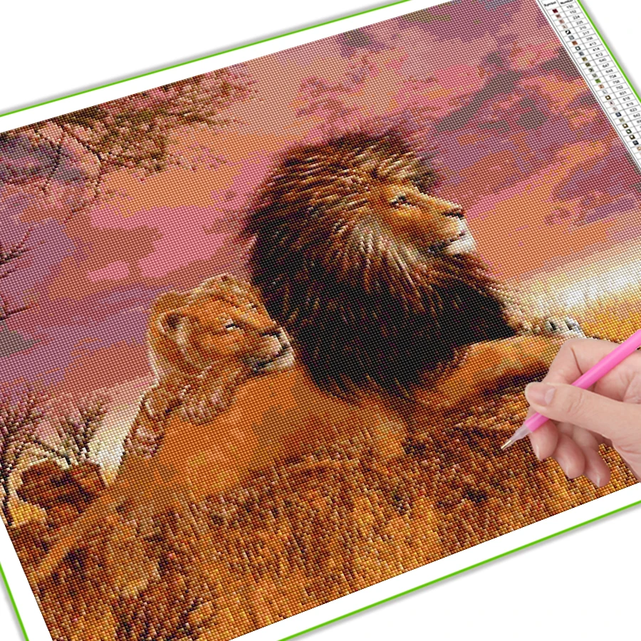 FULLCANG 5D Diamond Painting New Collection 2024 Animal Lion Diy Full Rhinestone Art Mosaic Embroidery Kits Wall Decor FG2250