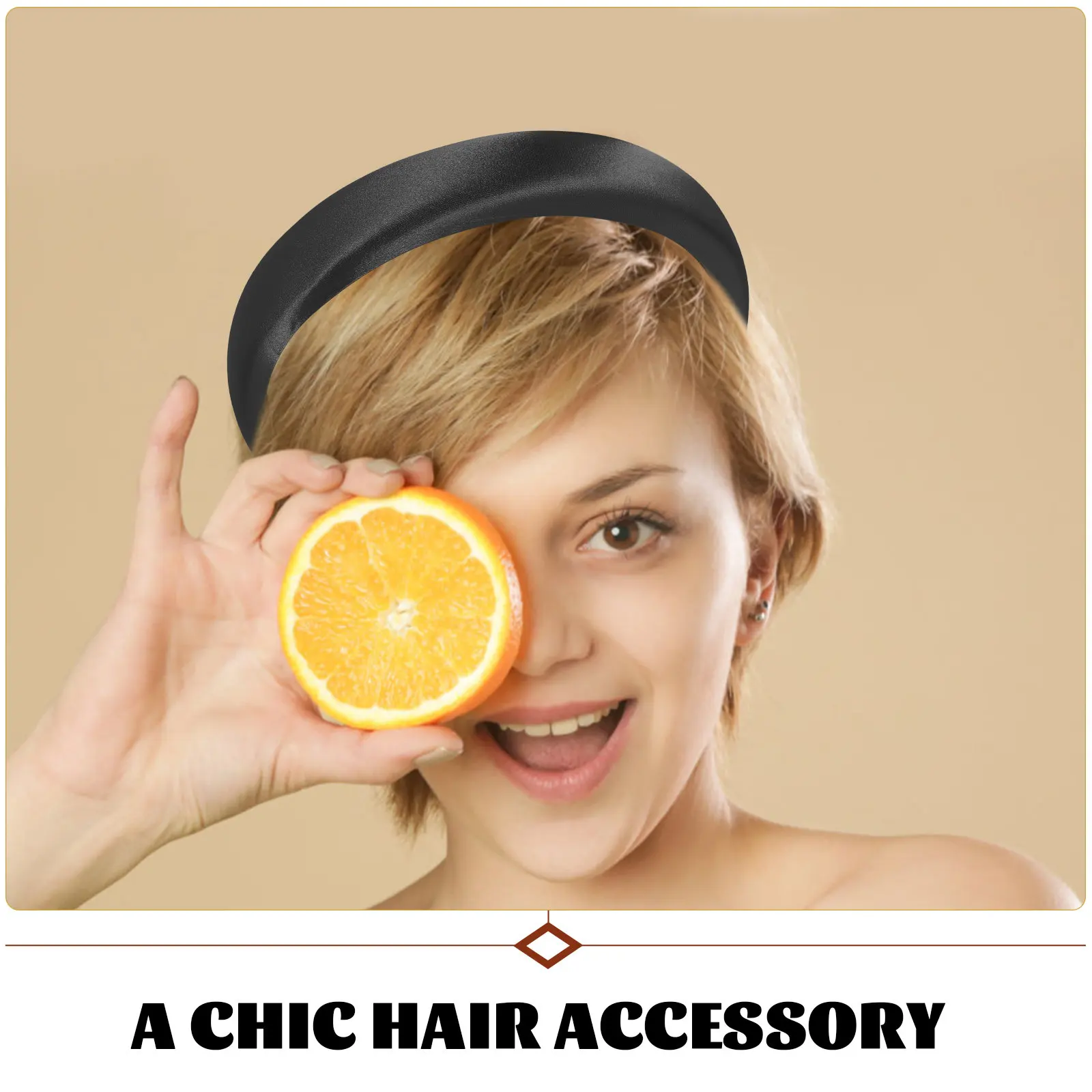 

Wide Black Satin Headband Padded Nonslip Hairband Women Plain Hair Accessory for School Work Party Travel Shopping