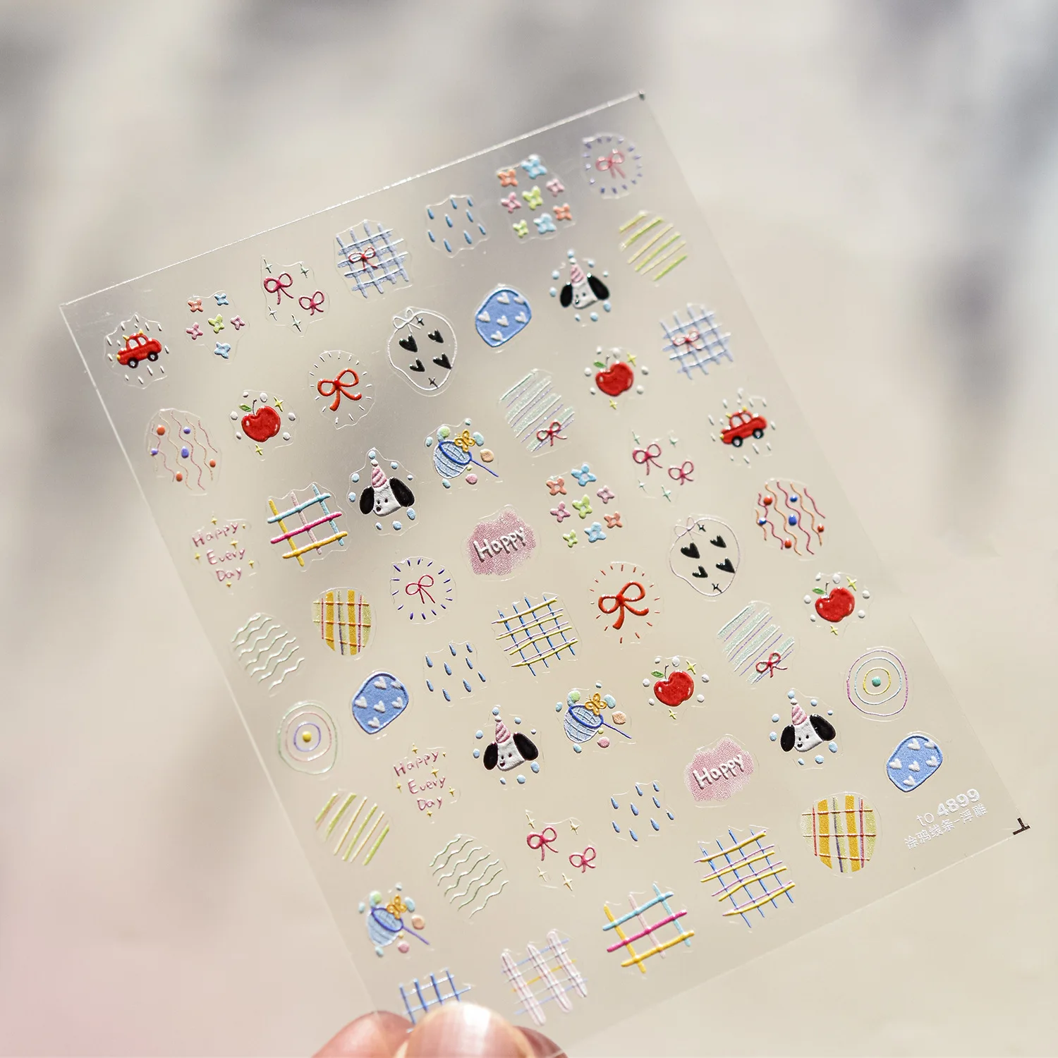 1pc 5D reliëf graffiti nail art stickers konijn hond beer boog nagelstickers cartoon thema zelfklevende stickers voor doe-het-zelf manicure *