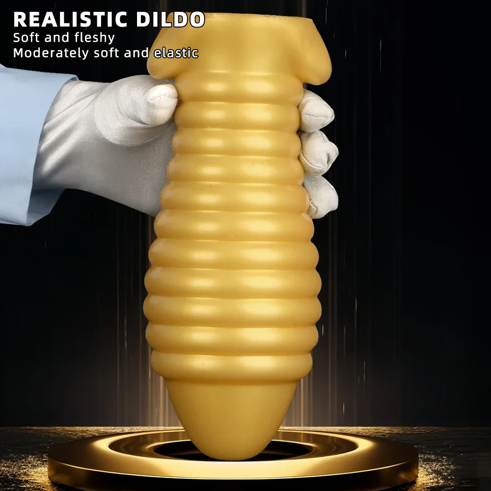 Large Ribbed Silicone Anal Plug Big Butt Plug Anus Stimulator Anal Expansion Training Toy For Advanced Men Women Masturbation