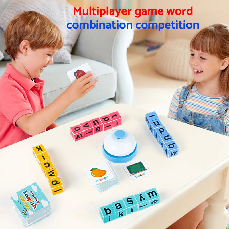 흥미로운 단어 경쟁, 문자 및 영어 문자 매칭 게임, 다채로운 블록 퍼즐, 어린이 대화형 퍼즐 장난감