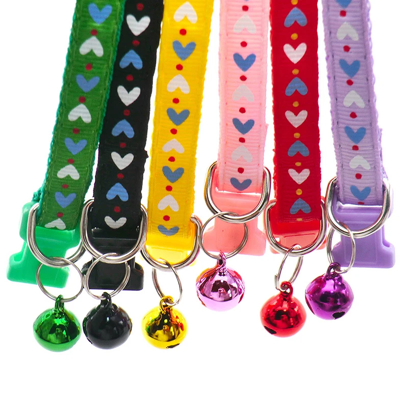 Adjustable Cat Collar with Bell Colorful Safety Pet Collars Cats Supplies Puppy Kitten Buckle Necklace Pet Leash Cat Accessories