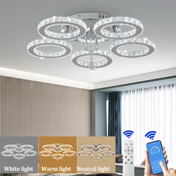 Plafonnier LED en cristal avec télécommande, lustre moderne, lampes suspendues, luminaire monté en surface, décoration d'intérieur