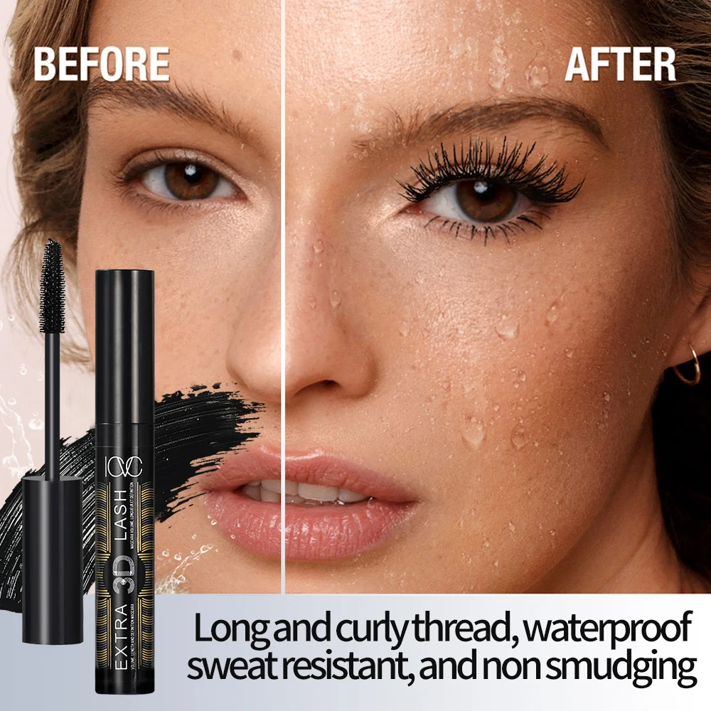 Icvc 3d Fiber Mascara Zwart Natuurlijk Slank Volume Snel Droog Langdurig Dik Krullen Verlengende Waterdichte Make-Up Mascara