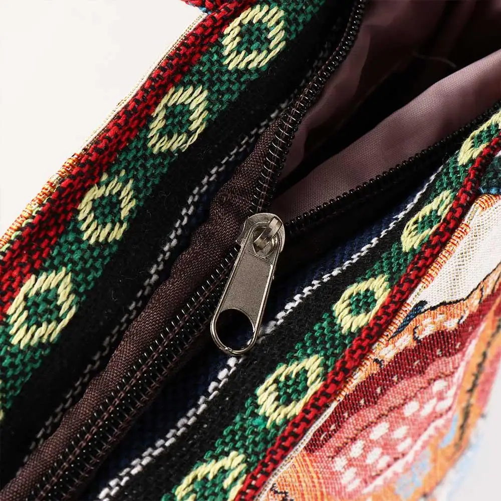 

Portable Embroidery Elephant Ethnic Style Handbag Peacock Animal Women Shoulder Bags Rabbit Canvas Handbag Women