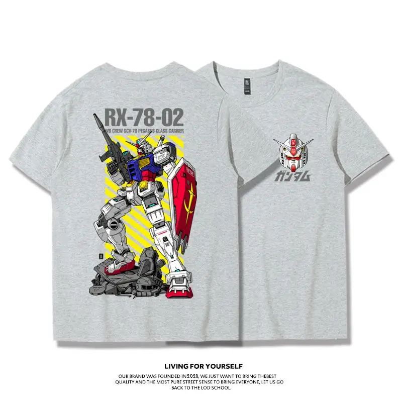 Mobile Suit Gundam joint T-shirt hommes japonais ins tide marque dessin animé animation impression pur coton manches courtes en vrac