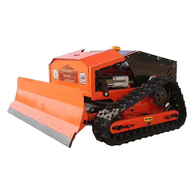 

door to door Gasoline Crawler type Gras Cutter Machine Robot Remote Control Professional Lawn Mower with Front Bucket