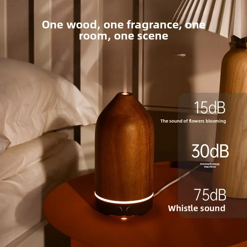 Solid wood aroma diffuser Humidification diffuser ultrasonic aroma diffuser Household warm light ultra-fine mist