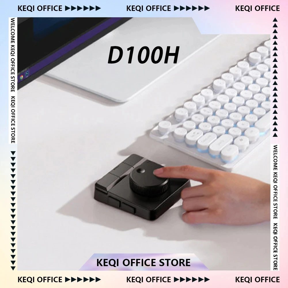 D100H Dial Creative Controller Infinite Knob Studio Intelligent RGB Systems Wireless Desktop Feedback Video Assistant