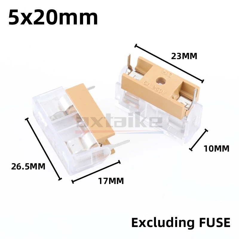 10PCS 5*20mm 6*30mm Insurance Tube Socket Fuse Holder Glass Tube Fuse Clamp Box HQ 6A 10A 250V 5×20 6×30 With Transparent Cover