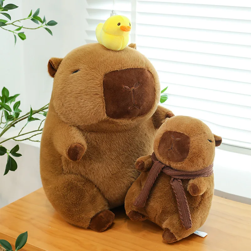 Capybara Plush Toy Set Mommy with 4 Little Capibaras Capibala Plushie Dolls Stuffed Animal Pillow Turtle Backpack Car Decor