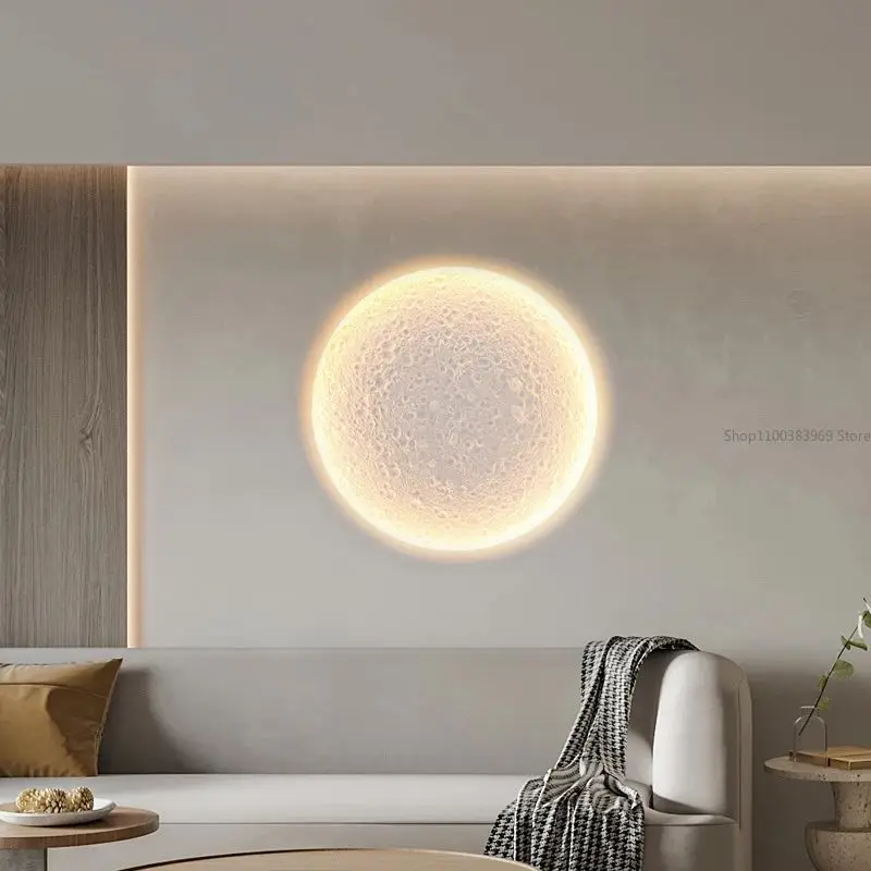 Imagem -02 - Lua Moderna Lâmpada de Parede Gesso Branco Lâmpadas Embutidas Criativo Quarto Sala Estar Luz Decorativa Arte Mural Gesso Downlight