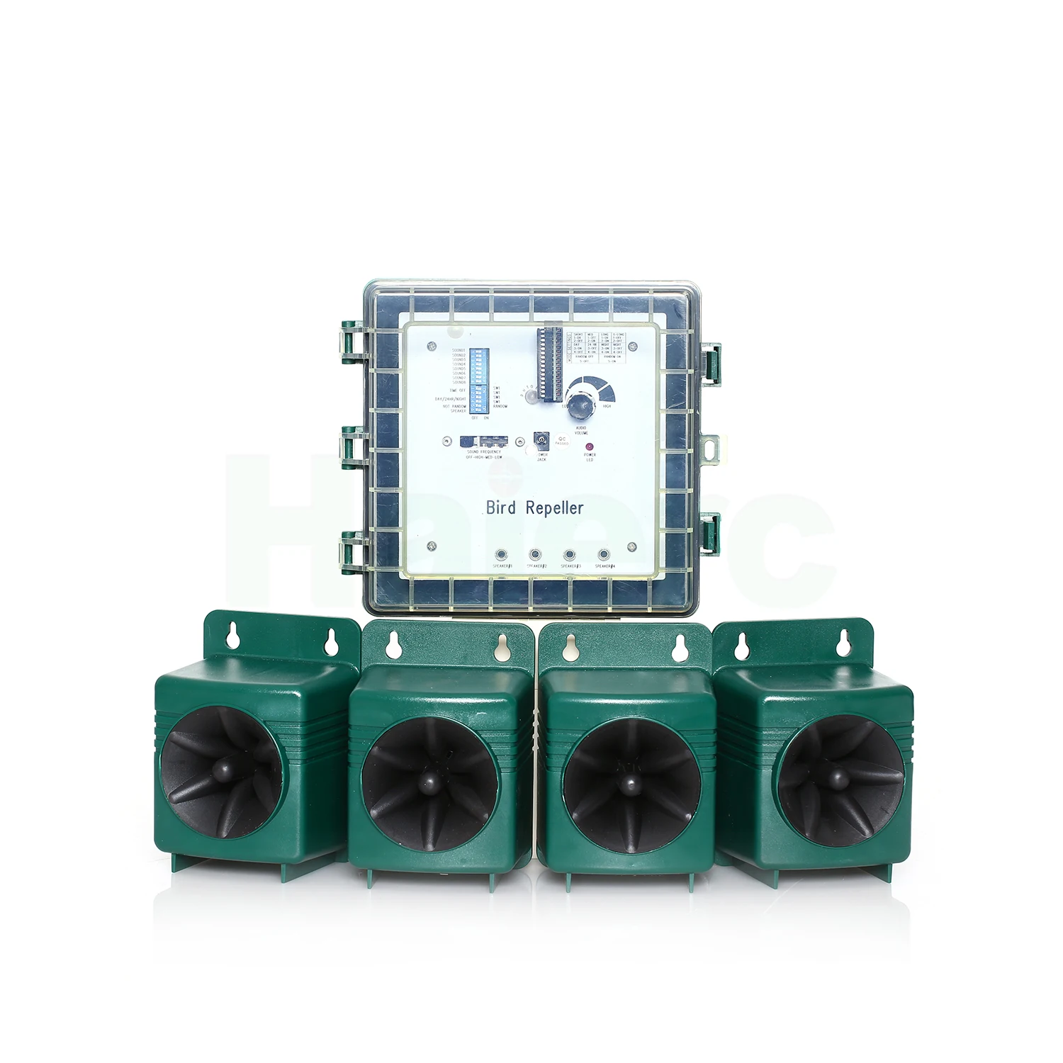 2025 مبيد الطيور بالموجات فوق الصوتية، نظام احترافي ذو 4 مكبرات صوت يغطي تغطية 3,600 قدم مربع
