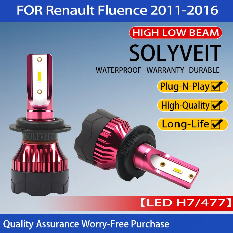 

High Brightness Long Lifespan Power Saving LED HIGH LOW Beam H7 HEADLIGHT FOR Renault Fluence 2011 2012 2013 2014 2015 2016