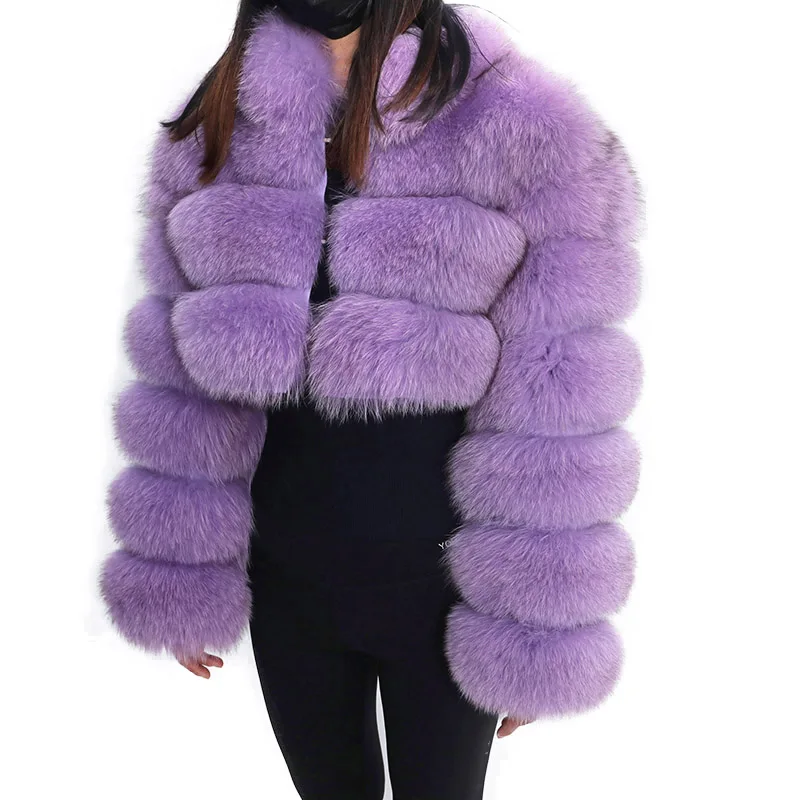 

Super Hot Fashion Women Winter 100% Natural Real Fox Fur Jacket Lady Zipper Fur Coat Female Warm Short Coat With Collar