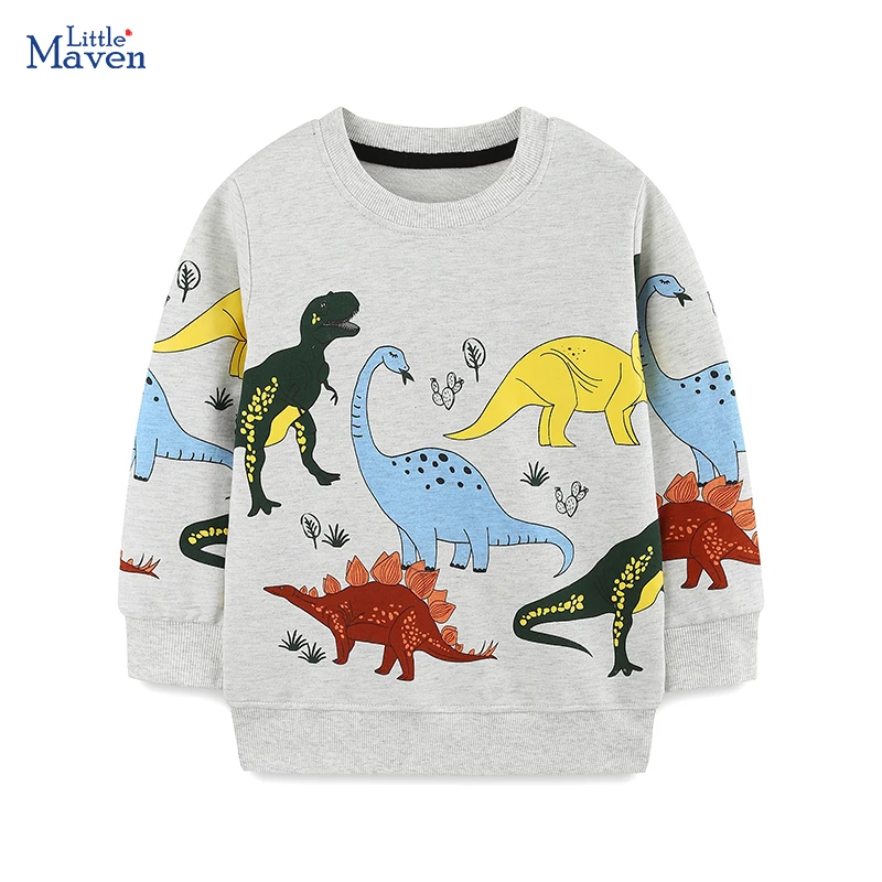 Little maven Baby Boys Kids Clothes Children's Clothing 2026 Autumn New Cartoon Dinosaurs Spring Infants Sweatshirts Hoodie