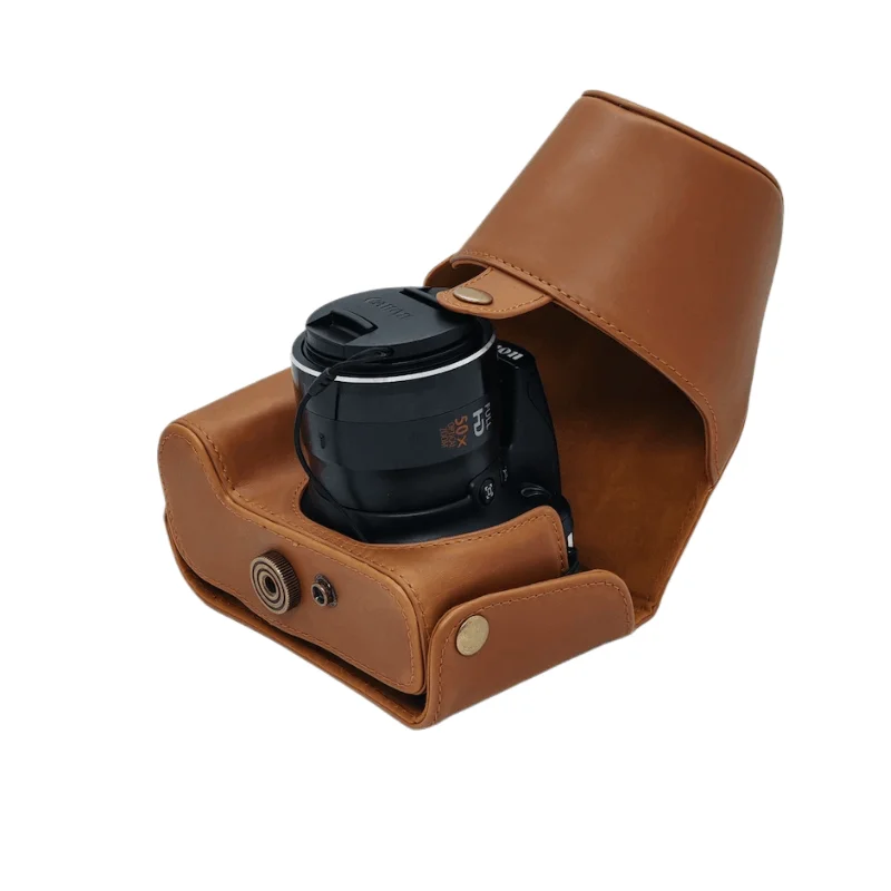 MIKIMOTO ブラウンレザーケース PU Leather Case Bag Cover for Panasonic LUMIX DMC-FZ200 FZ200