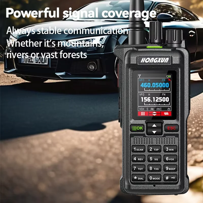 HX GT-12 전문가용 야외 사냥용 무전기 UHF/VHF 타입-C/도킹 충전 1.77인치 컬러 스크린 대용량 배터리