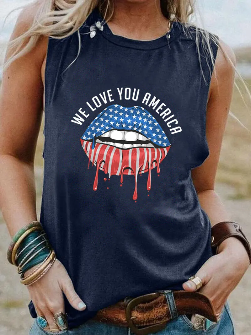 

We Love You New Arrival 4th of July Sleeveless Tshirt Women Funny Summer Casual Sleeveless Top July 4th Shirt Holiday Tee