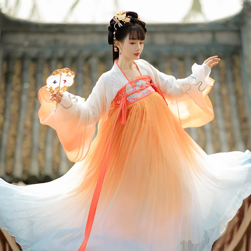 Hanfu female inzire Big fish begonia 】 Qi chest skirt 6 metri put camicia a maniche grandi ricamo pesante ogni giorno