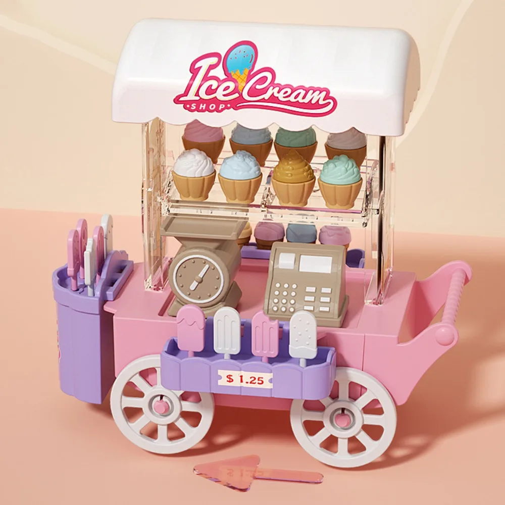 Fashion Dessert Stand Ice Cream Truck Toy Luminous DIY Mini Bread Truck Mini Colorful Children's Food Stand Truck Toy Doll House