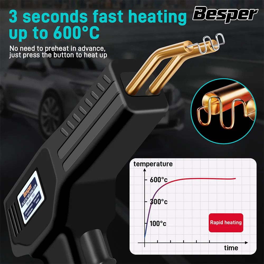 50W Plastic Welder 1000-200PCS Hot Stapler Plastic Repair Kit, Plastic Bumper Soldering Iron 2-in-1 For Car Bumper Crack Repair view 3
