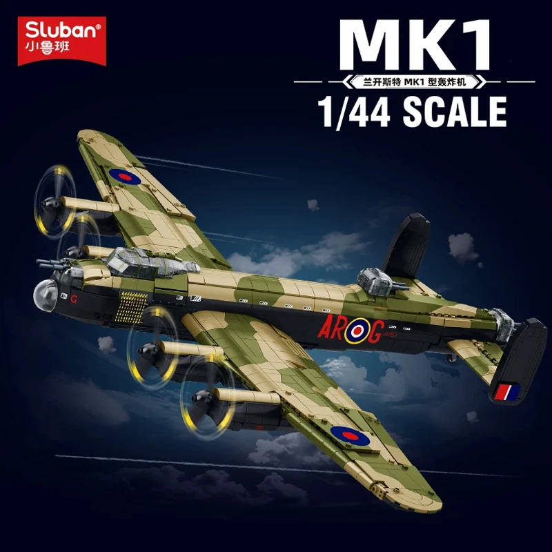 

Lancaster MK1 Bomber Fighter Aircraft Building Blocks Assembly Toy Military Assembly Model MOC British adult