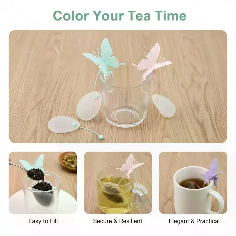 Butterfly Tea Bags Strainers Silicone Filter Infuser Silica Cute Teabags For Tea Tea Strainer Tea Diffuser Infusor Kitchen Tools