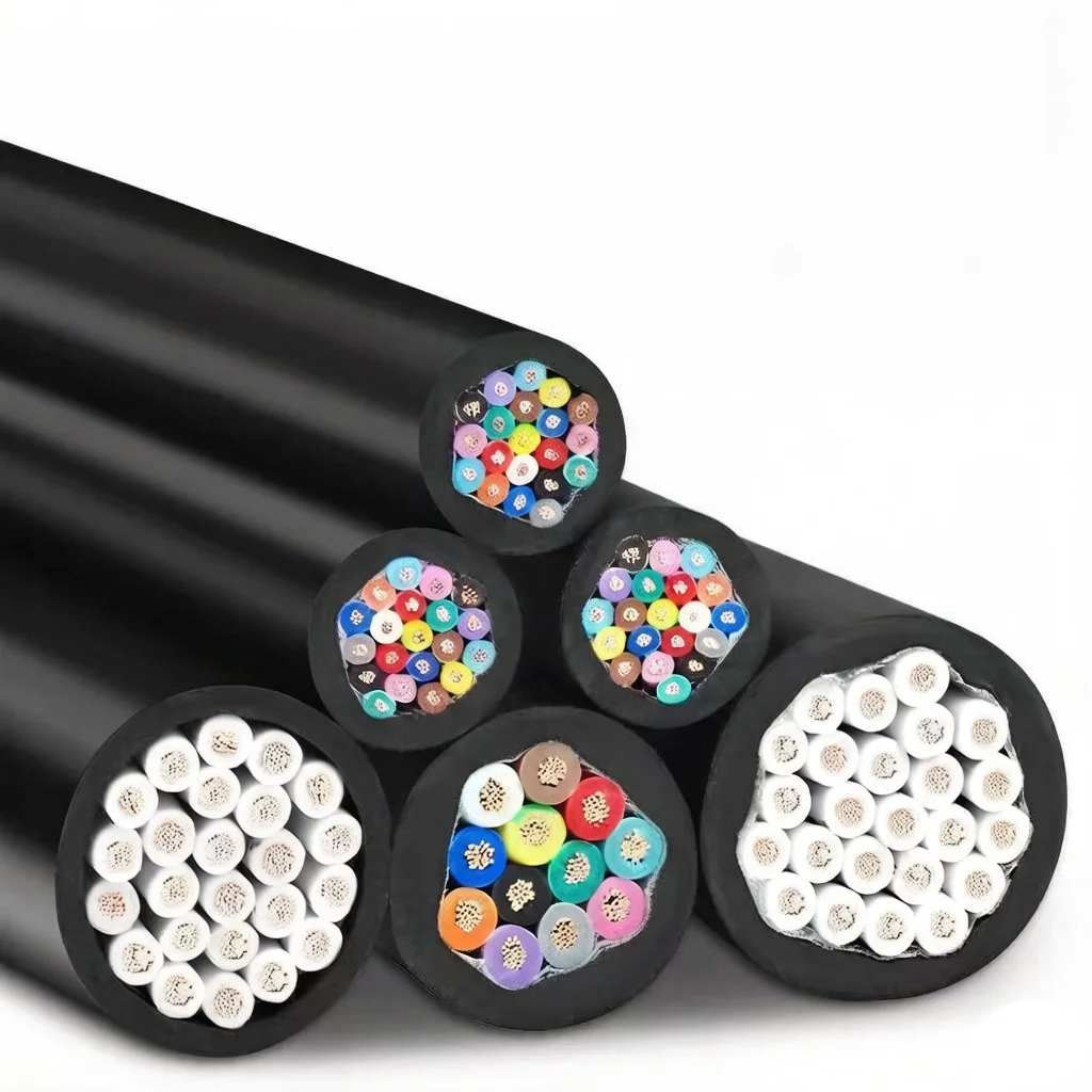  cabo 6MM2 RVV Copper Wire Conductor Electric RVV Cable Black 2/3/4/5 Cores Pins 