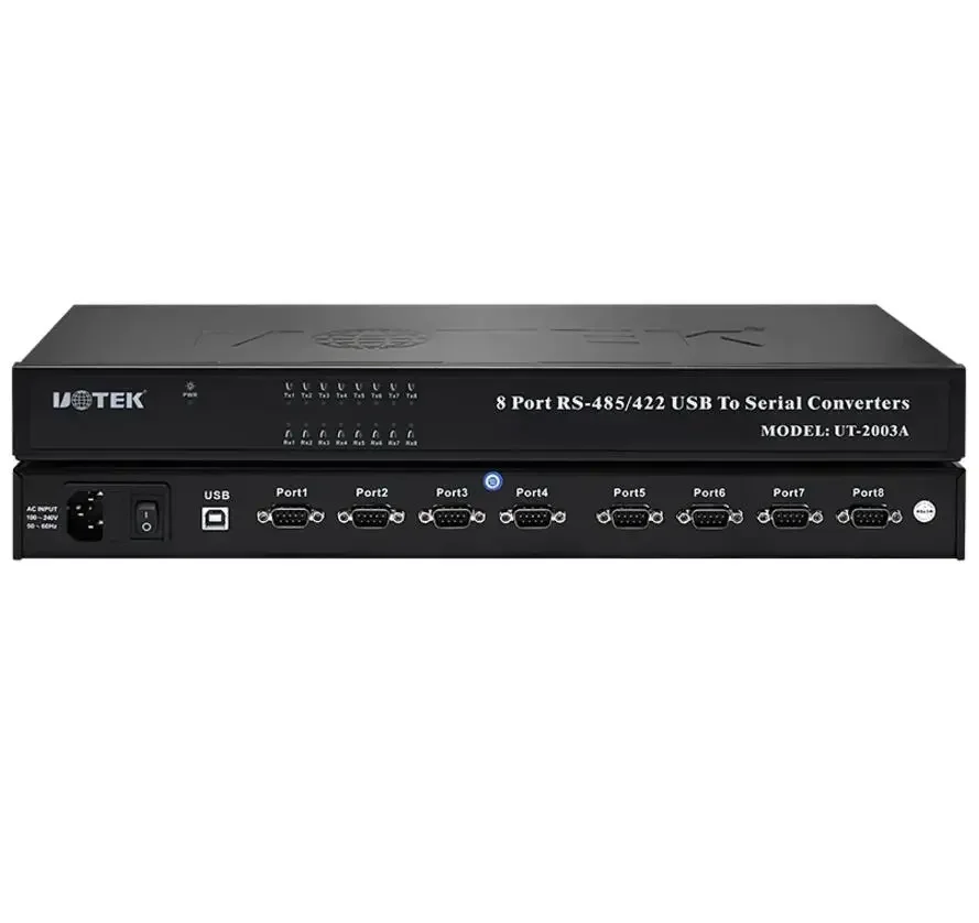 UT-2003A USB to RS-485/422 8 Ports Converter with Isolation(USB V2.0) 600W lightning surge15KV ESD protection each line 1U