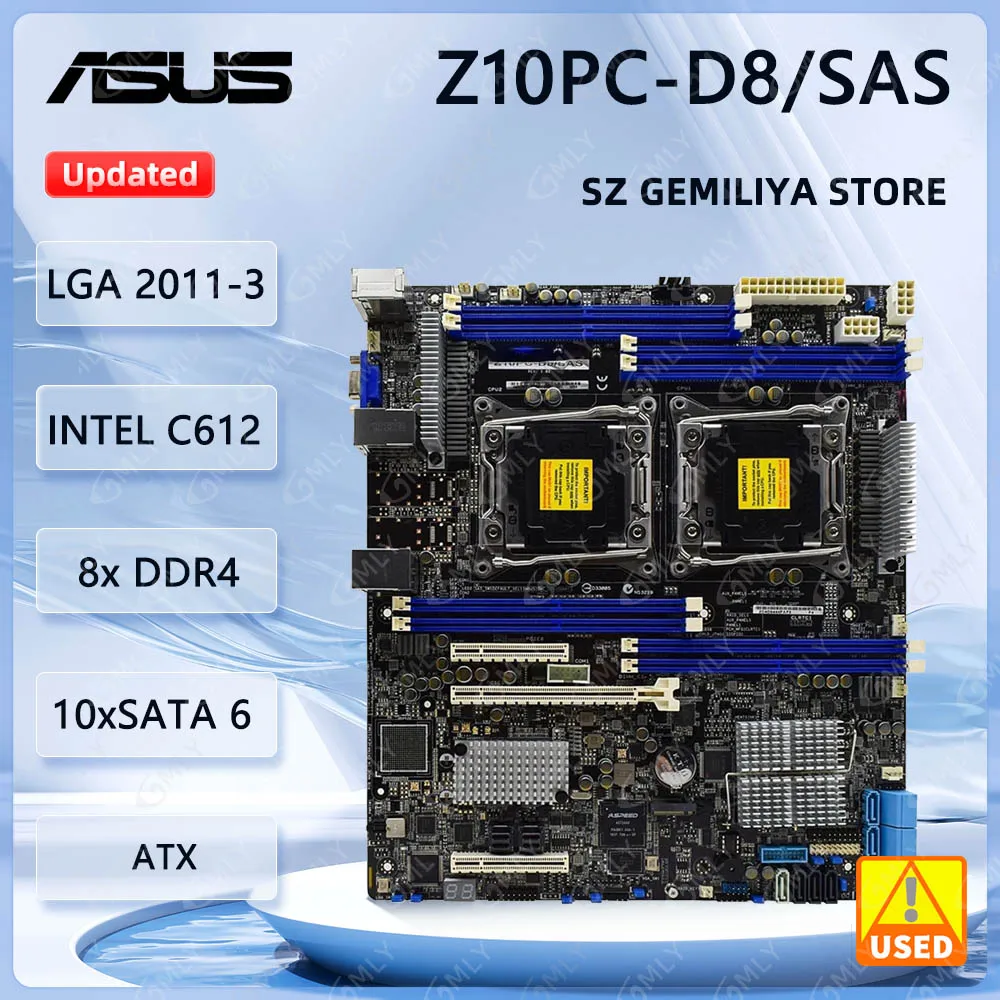 

ASUS Z10PC-D8/SAS Server Motherboard Intel C612 LGA 2011-3 DDR4 512GB USB 3.1 Gen1 10×SATA III support Xeon E5-2600 V3/V4 cpu