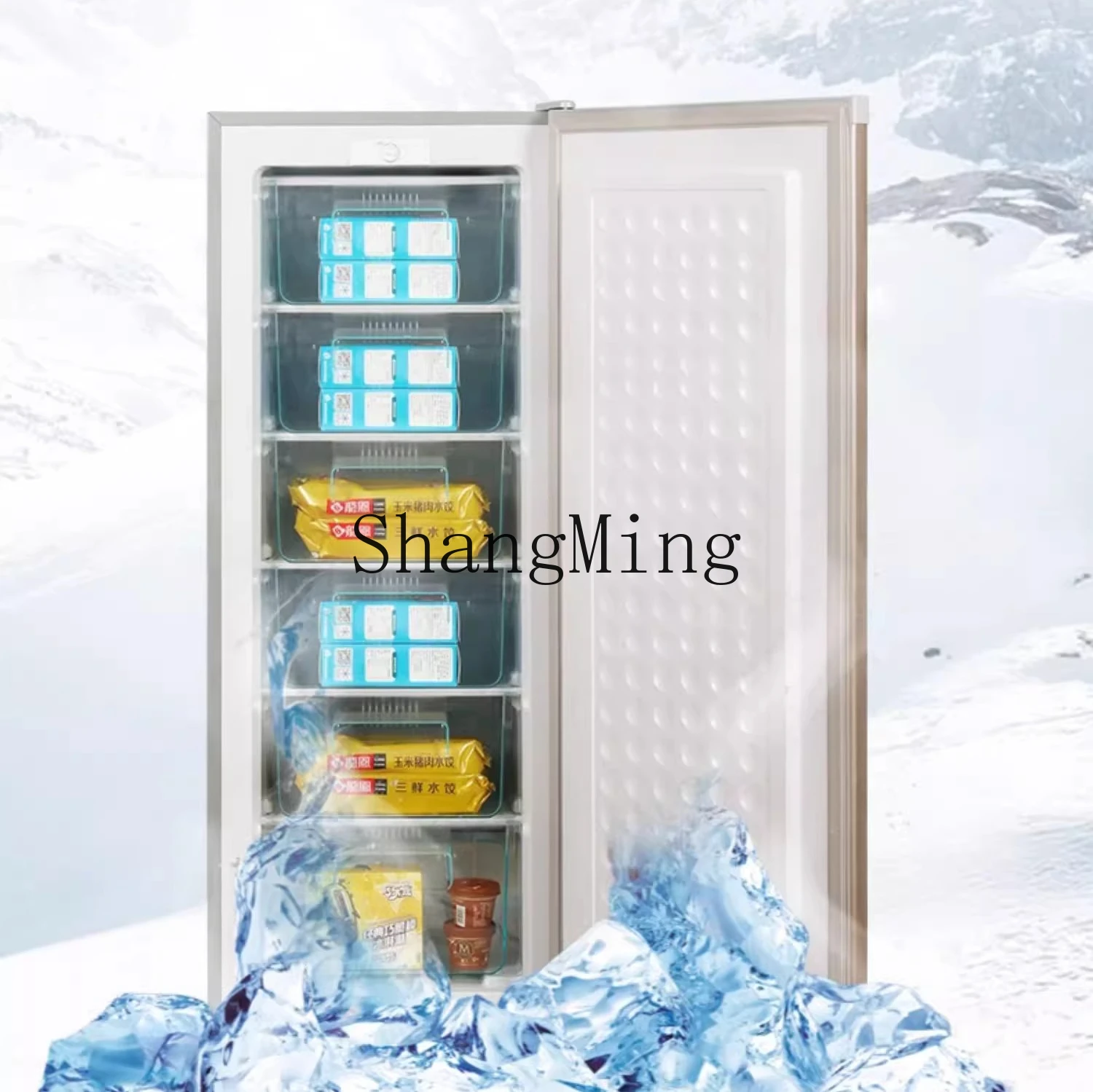 Congelador vertical para dormitorio con cajón abierto lateral, refrigerador pequeño congelado para el hogar ZYY