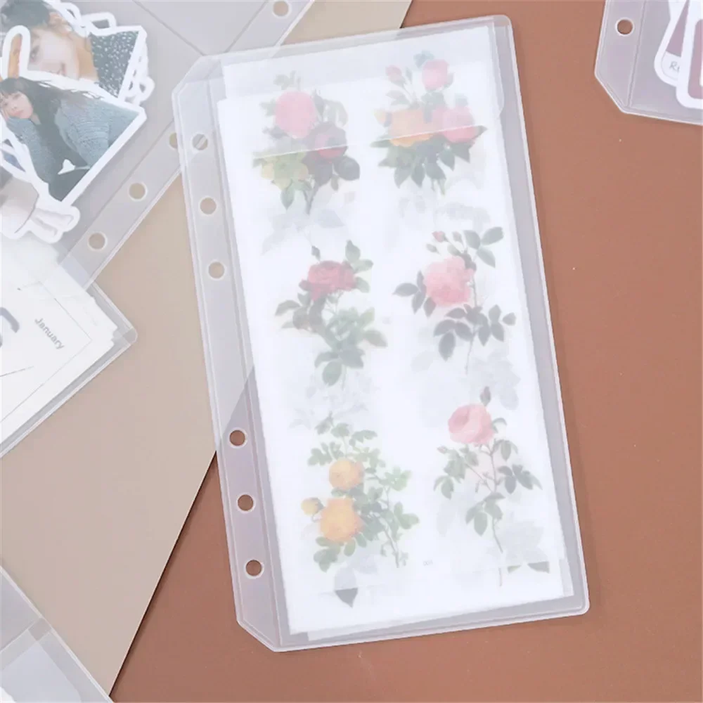 5pcs Frosted PVC A5 A6 File Folder 6 Holes Loose Leaf Binder Bag Pouch Diary Planner Storage Bags School Office Supplies